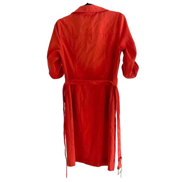 Michael Michael Kors Zip Up Shirt Dress Belted Orange Size Medium - Picture 8 of 10